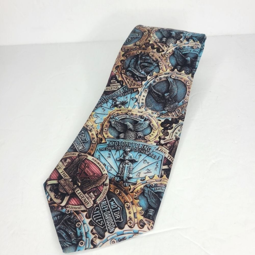 Vintage Ralph Marlin Harley Davidson Men Tie Necktie Belt Buckle Design‎